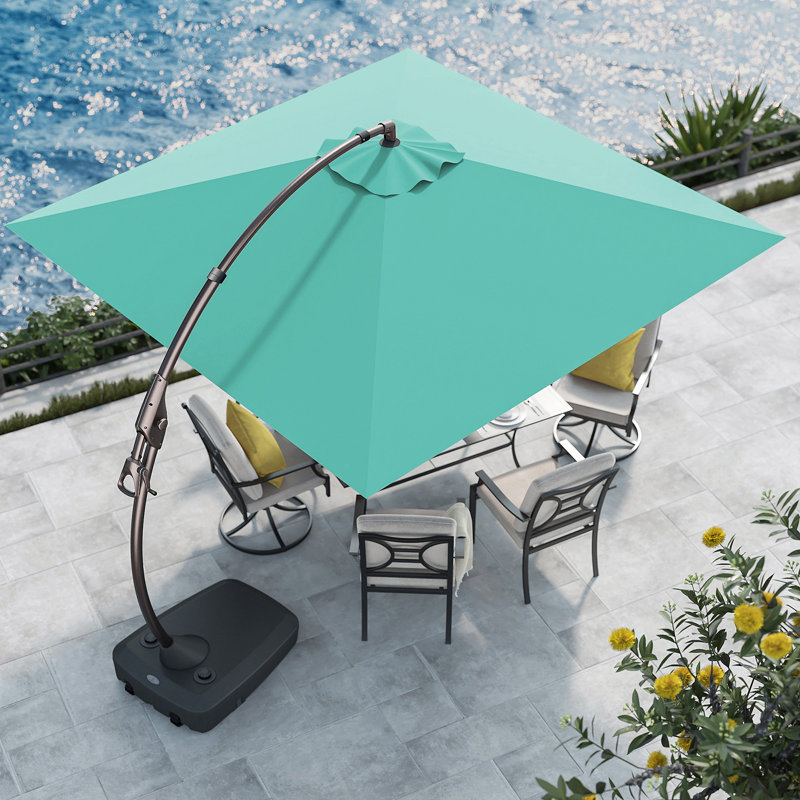 Desiree 9'10" Square Cantilever Sunbrella Umbrella, Canvas Aruba