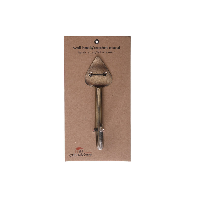 Crochet mural simple en fer (bronze) - ensemble de 4, Laiton antique