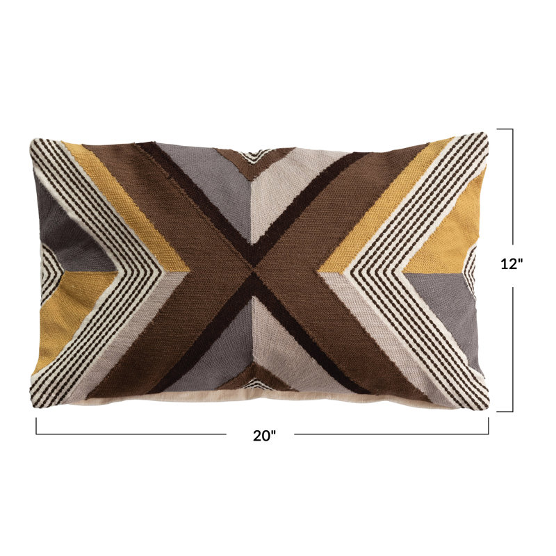 Embroidered Cotton Throw Pillow