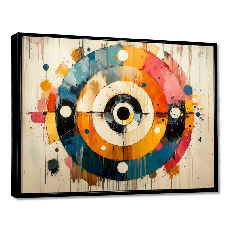 Abstrait, labyrinthe prismatique de vinyle, musique II, H 30 po x l 40 po, Noir, Cadre flottant