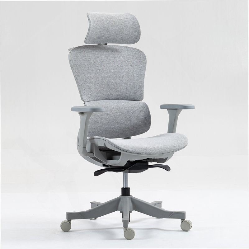 Chaise de bureau en filet à haut dossier, Gris, Gris