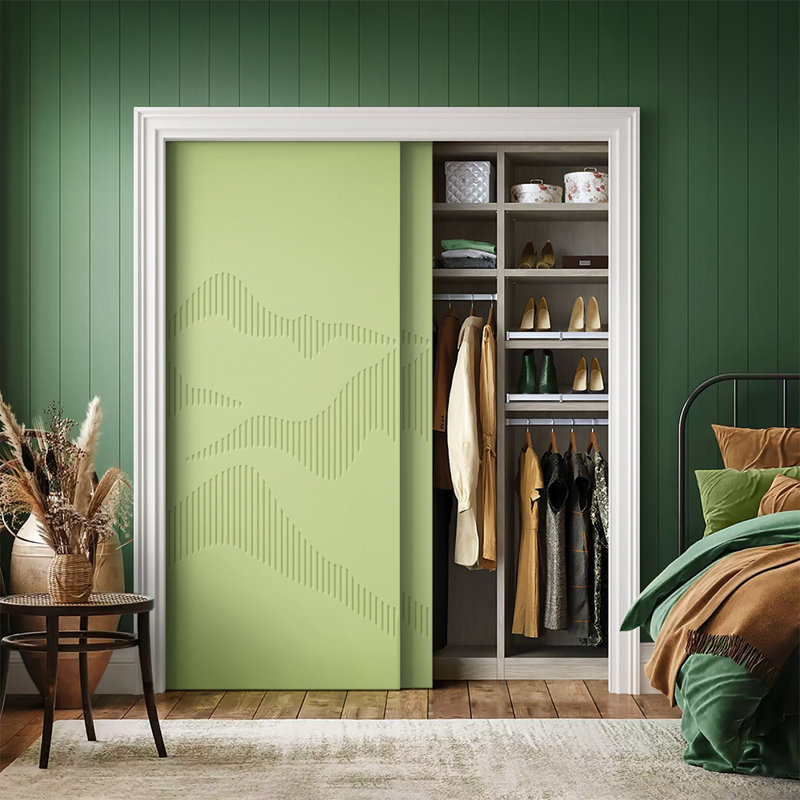 Portes de placard à panneaux et en bois, 48 po x 80 po, Vert sauge
