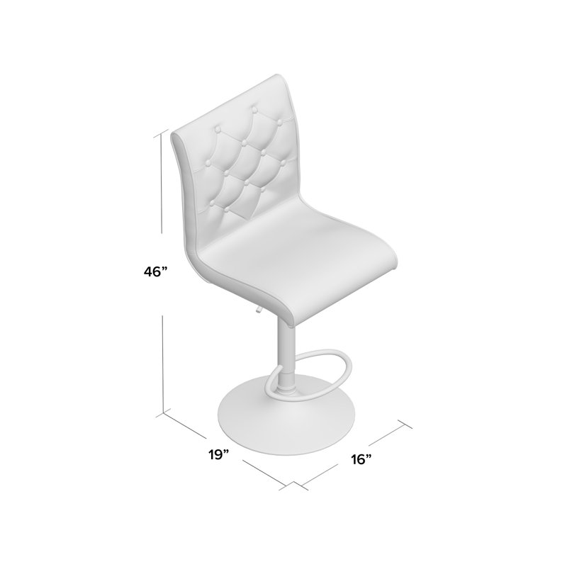Tabouret de bar pivotant à hauteur réglable Dart, Noir avec bordures blanches