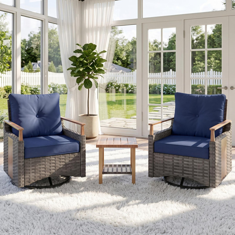 Ensemble bistro pour 2 personnes Melvarn, Bleu