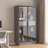 60.6'' Freestanding Glass Door Display Cabinet, Bookcase With 2 Storage Drawers, Pantry With LED Lighting And Adjustable Shelves, For Hallways, Kitchen, Livingroom & Office - Grey