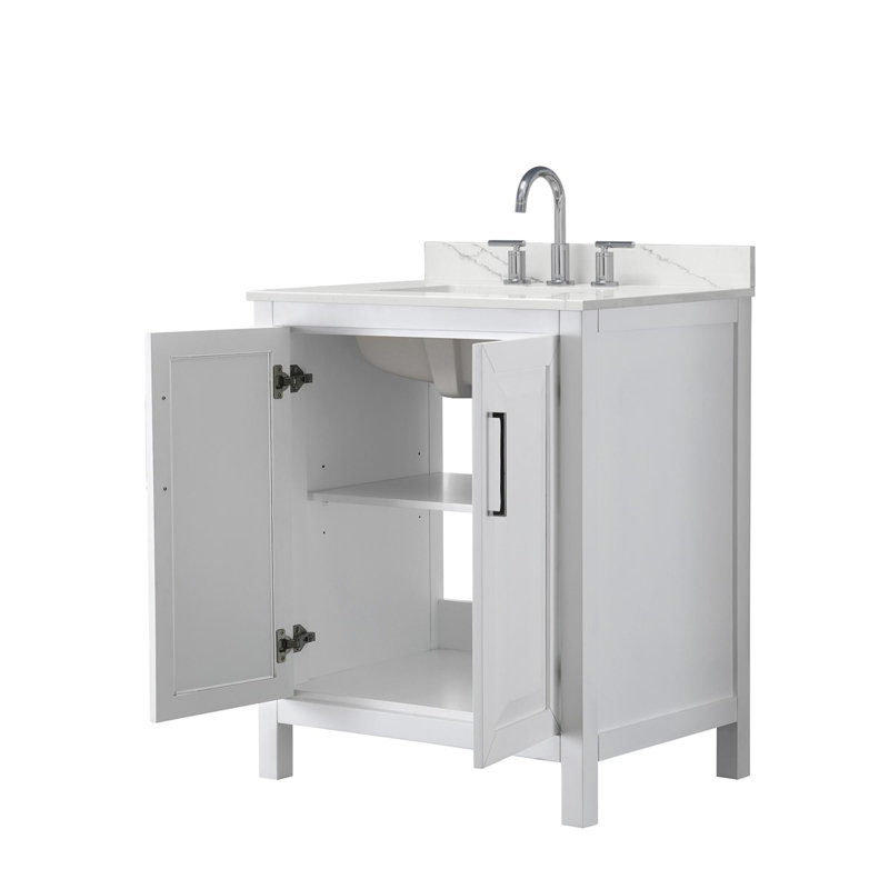 Daria 30'' W Vanity, White Quartz, White, Polished Chrome