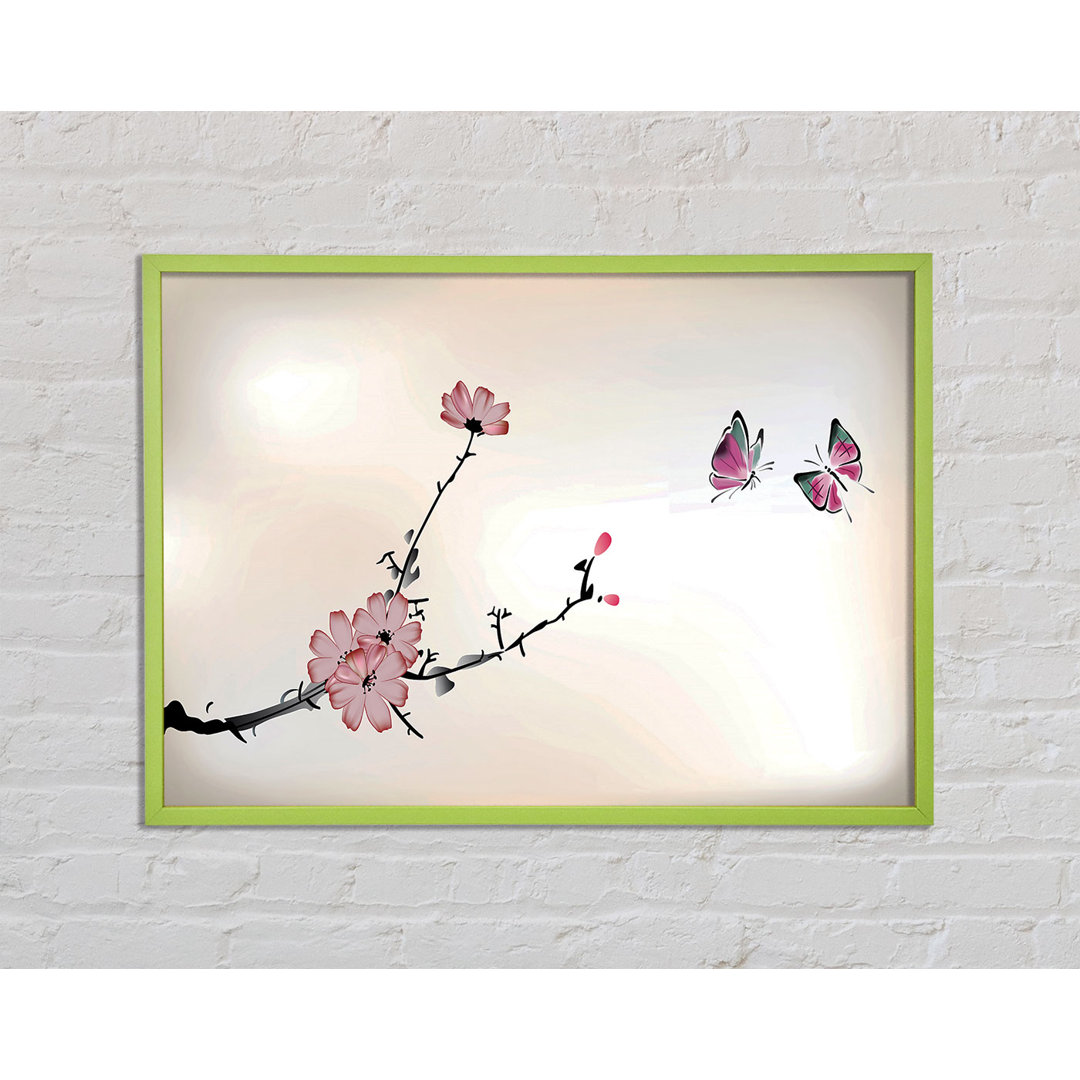 Anniek Chinese Cherry Blossom Butterflies - Einzelne Bilderrahmen Kunstdrucke