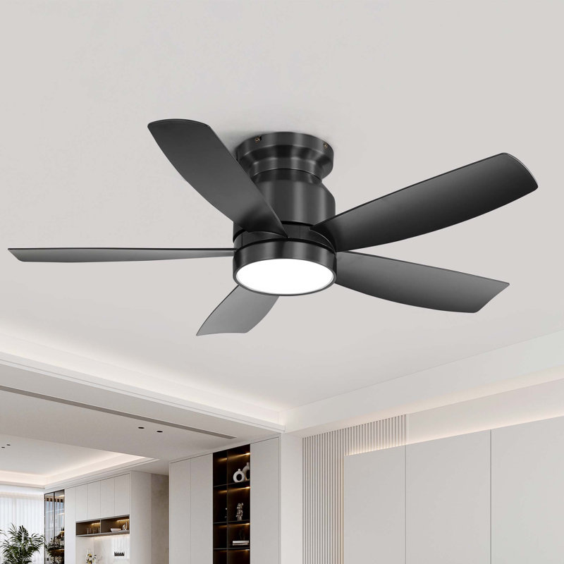 Ventilateurs de plafond encastrés de 42 pouces avec lumière DEL 22 W et 5 pales de ventilateur en ABS télécommandées pour la chambre à coucher