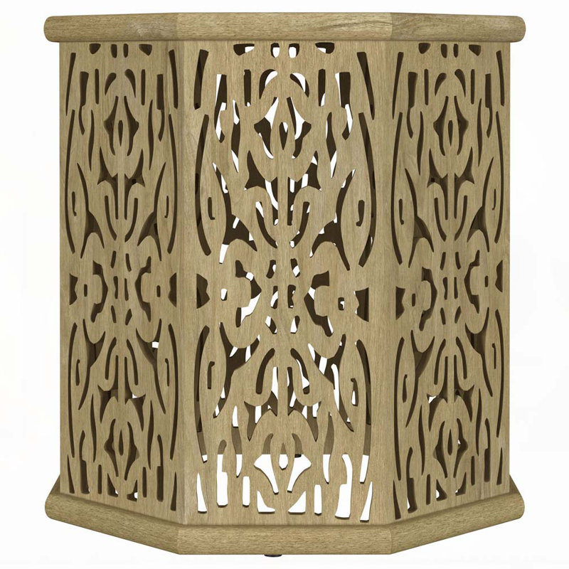 Watsonville Natural Brown Octagonal Solid Mango Wood Side Table