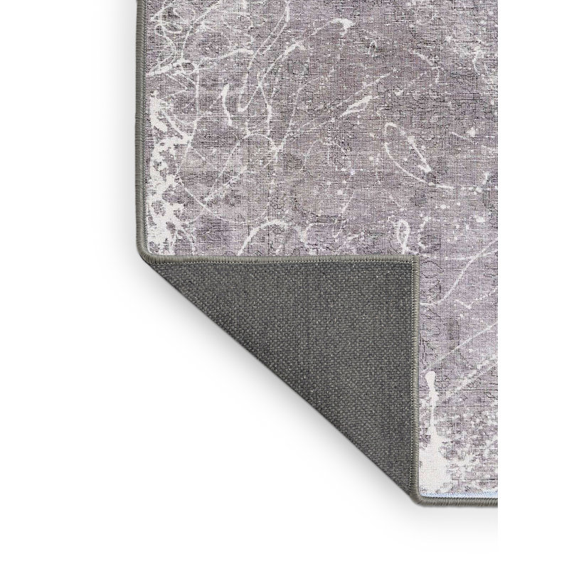 Tapis contemporain gris / blanc, Rectangle 6 pi x 9 pi
