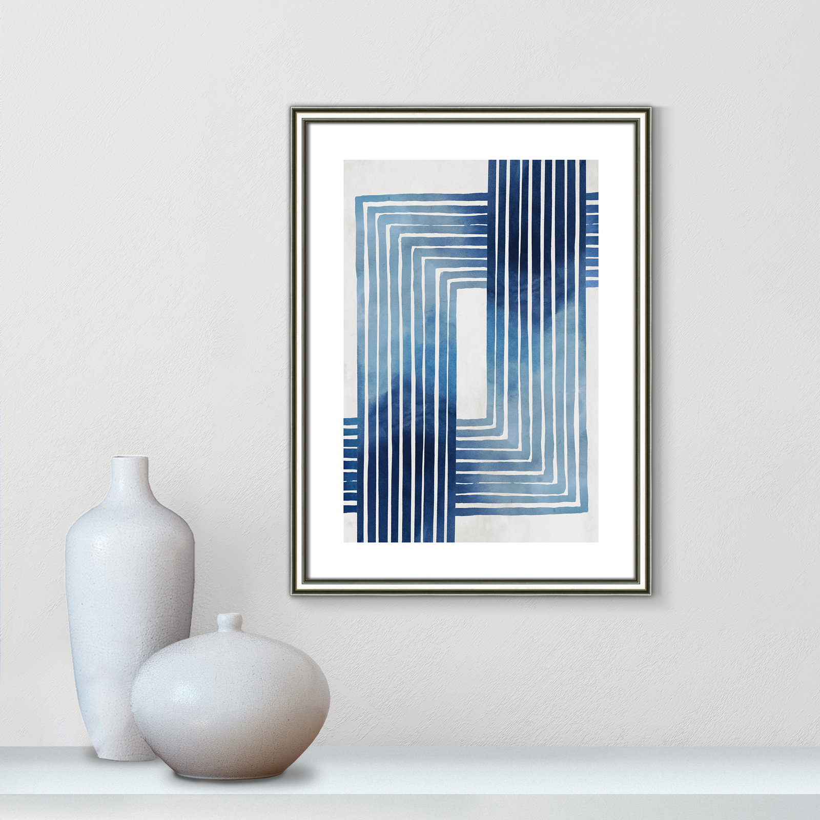Lanny "In Unison" Painting by Eva Watts, Silver Framed Paper, 23" H x 17" W x 0.88" D