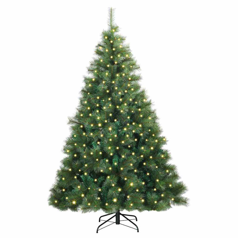 Artificial Christmas Tree with 300 LEDs Green PE and PVC, 6.89' H