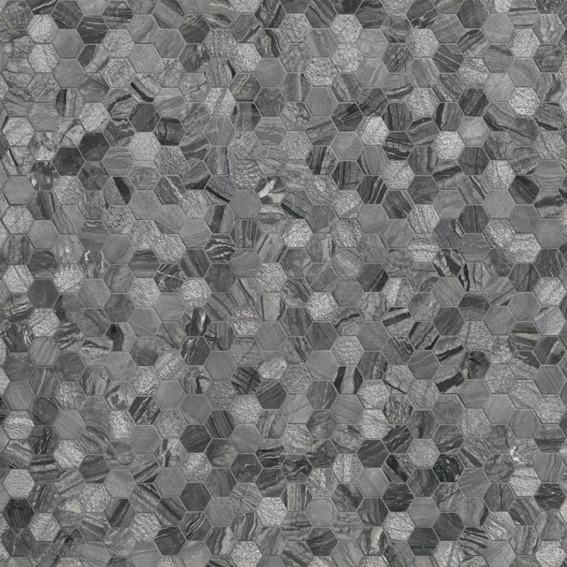 Gravelle Hexagon 12 in. x 12 in. Polished Marble Mosaic Floor and Wall Tile