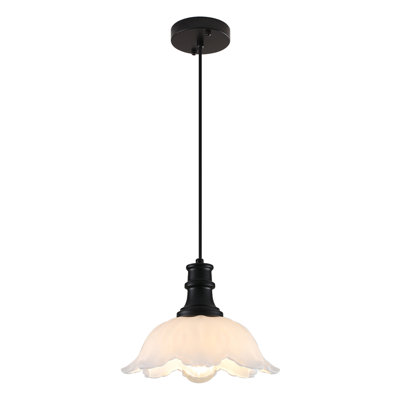 1 - Light 10.2"Wide Dome Pendant with Petal Glass Lampshade with Cord