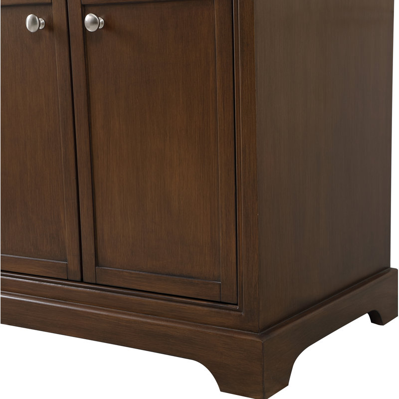 Ensemble de meuble-lavabo double 72 po Hermes, Teck foncé, Blanc de Carrare / gris