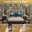 LED Farmhouse Full Bed with Bookcase Headboard & Charging Station, Black-915440644-912986864