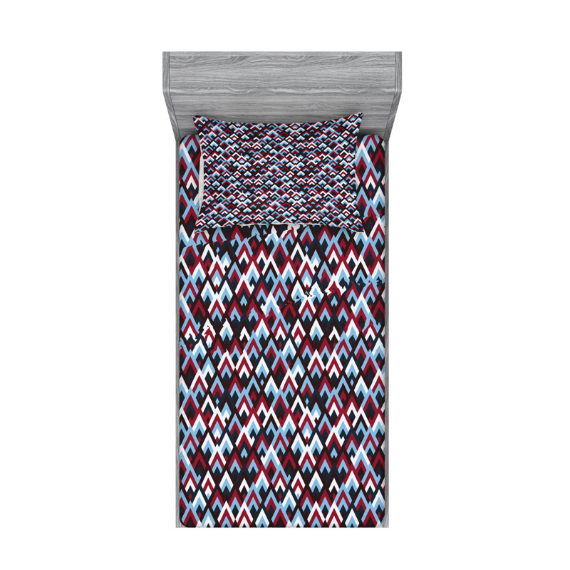 Microfiber Geometric Sheet Set, Twin Sheet Set with Fitted Sheet