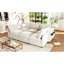 Canapé d'angle modulaire beige de 238 cm (93,7 po) avec rangement et housses de coussins confortables, idéal pour recevoir en appartement. Canapé moderne en forme de U, mobile et intégré, avec deux places assises. Couleur beige. Parfait pour regarder la télévision.