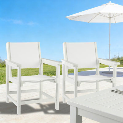All-Weather HDPE Patio Dining Chairs with Wood Texture Finish,premium comfortable textilene fabric