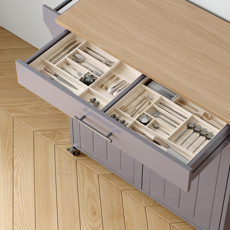 Solid Wood Top Kitchen Cart, Gray
