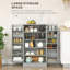 Rangement de garde-manger de 41 po, armoire de cuisine autoportante avec 12 portes, portes doubles, tablettes à 5 niveaux et tablettes réglables, gris armoire-896203130
