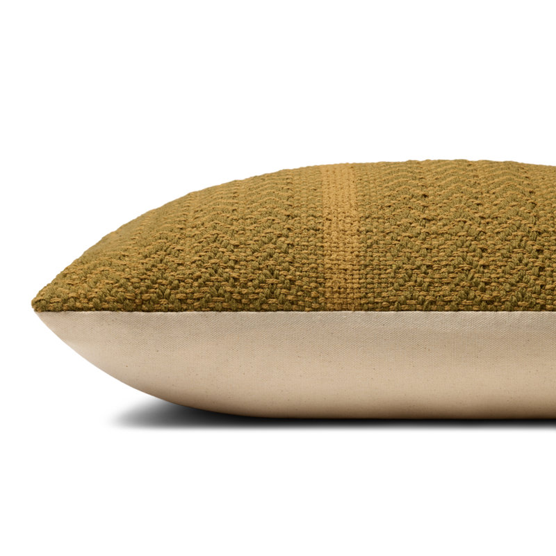 Amber Lewis x Loloi Blair Decorative Pillow, Olive, Rectangle 12"H x 27"W, Down Blend