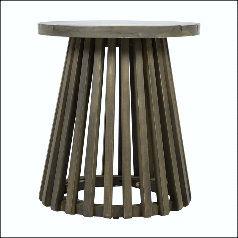 Table d'appoint d'extérieur pour terrasse en bois d'acacia - Finition grise