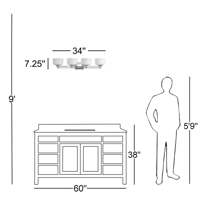 4 - Light Dimmable Vanity Light