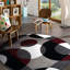 Tapis tissé géométrique bourgogne / gris / blanc Amirr - Tapis en polypropylène à cercles abstraits modernes pour le salon, la chambre à coucher ou la cuisine-105885196
