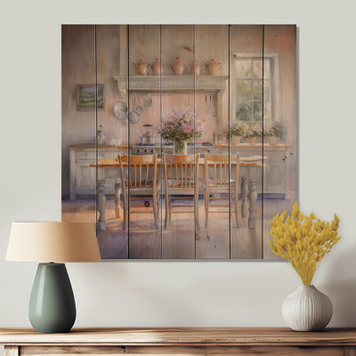 Lavande Bouquet Farmhouse Kitchen II - Paysage mural en bois paysage de campagne sur bois de pin naturel