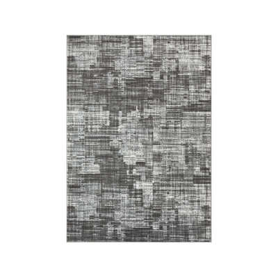 Tapis gris abstrait en polypropylène tissé à la main Abstract