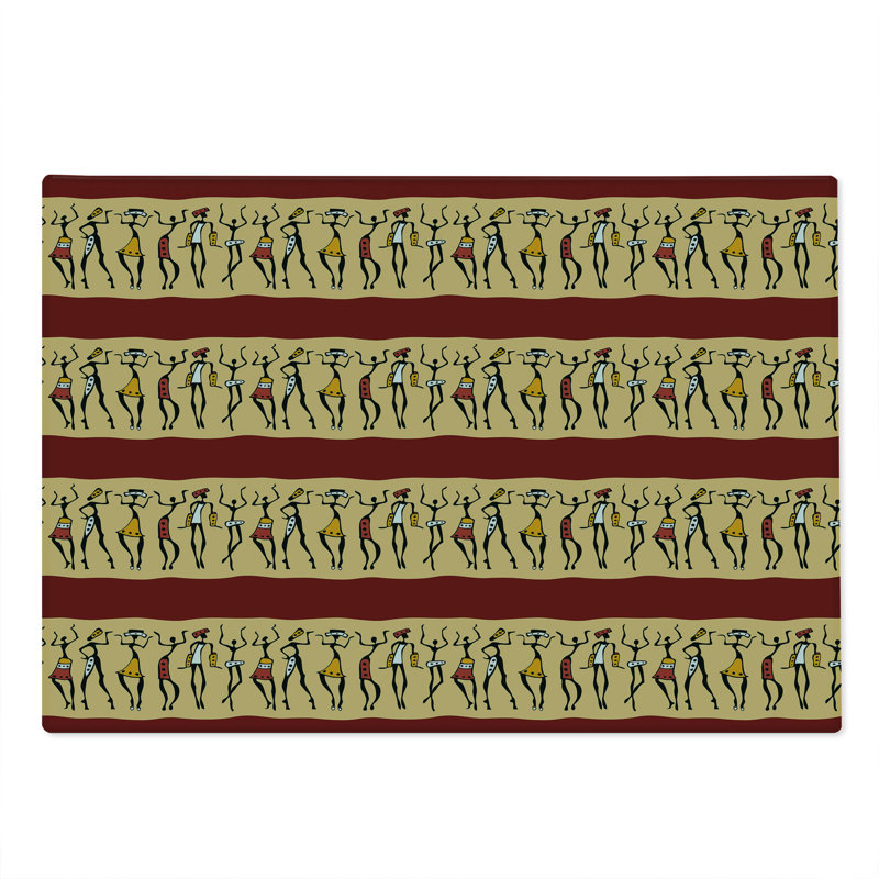 Ambesonne African Cutting Board Large Size Native Culture Ruby Peach Black