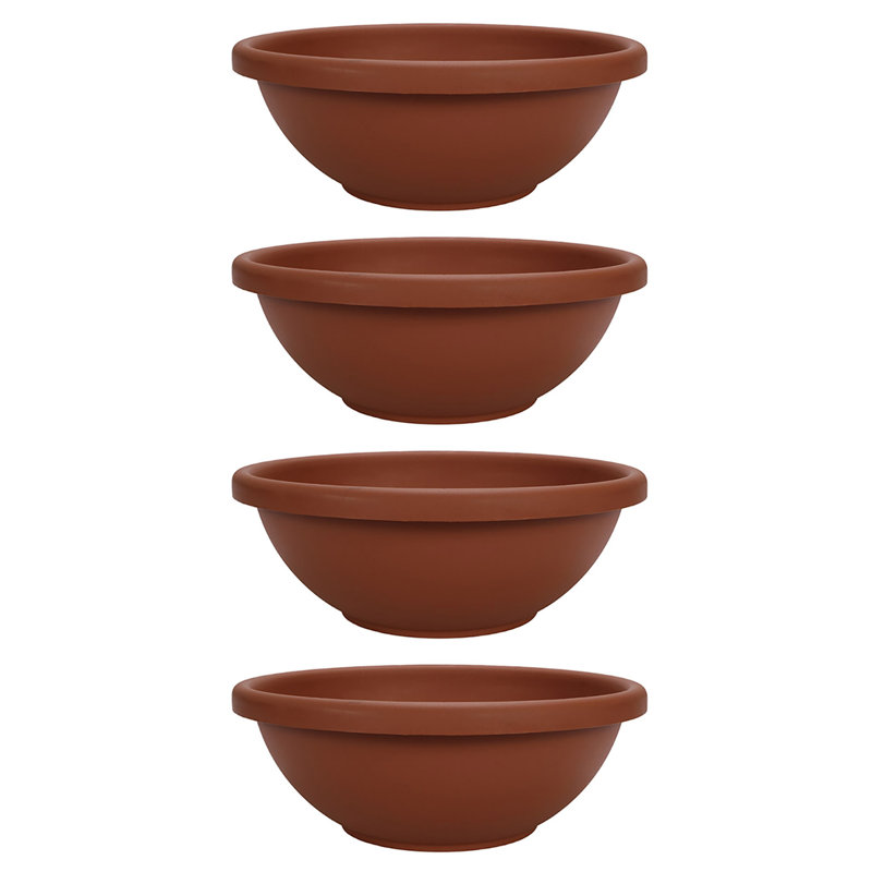 Ceramic Pot Planter, 4, Brown, 8" H x 18" W x 18" D