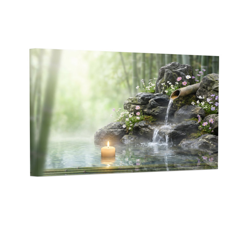 Bougie cascade de jardin en bambou Fashion Serene, H 16 po x l 24 po