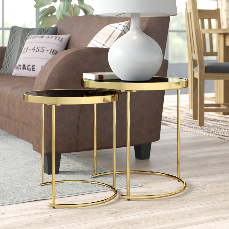 Blankenship Glass Top Sled Nesting Tables