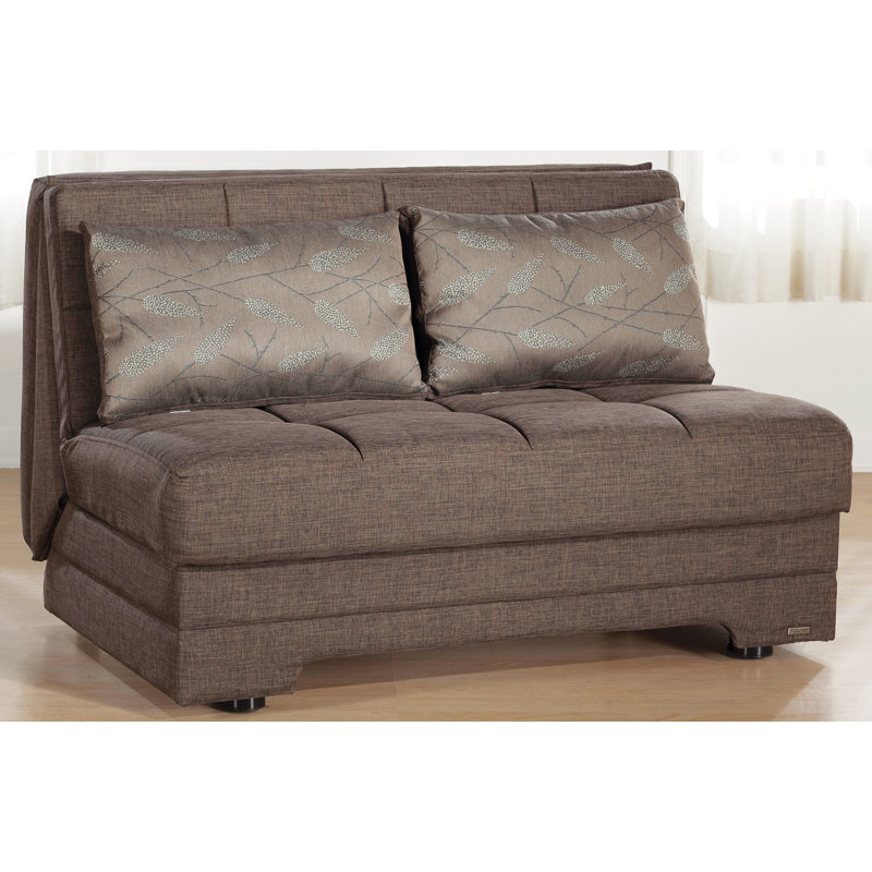 Sehr Chenille Armless Loveseat, Brown