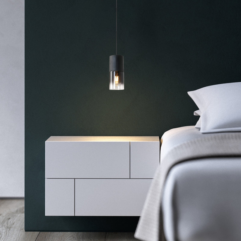 Luminaire suspendu 1 lumière Bertwalda, Black, Matte Black