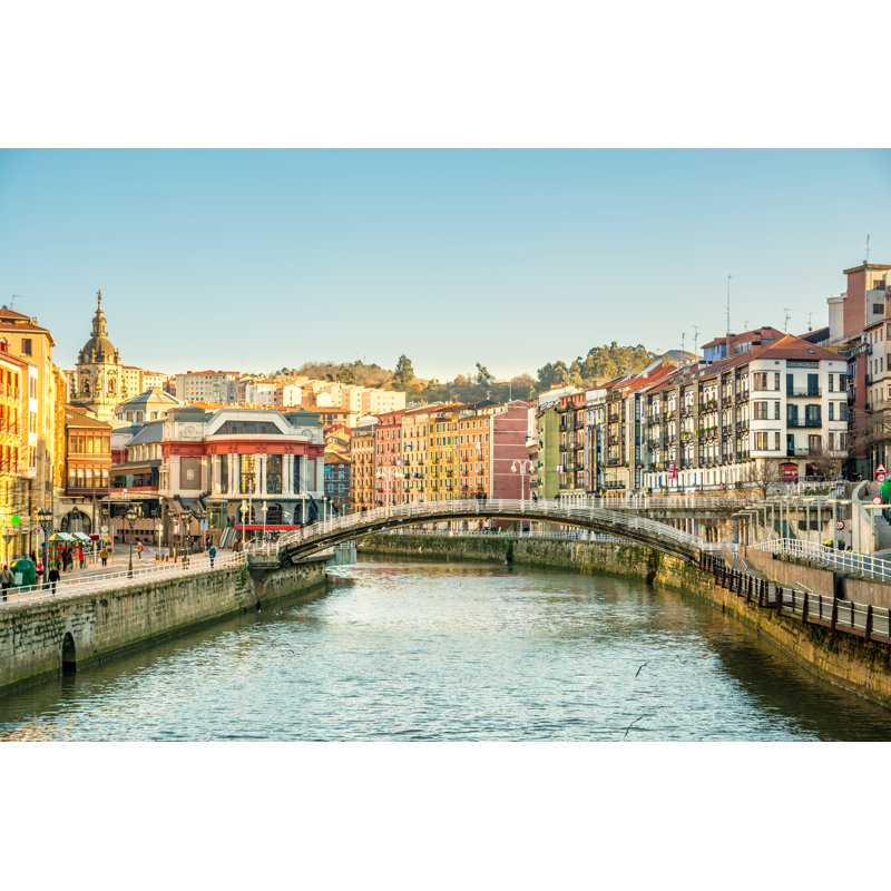 Bilbao Riverbank On Sunny Day, Spain by Jon Chica Parada - Wrapped Canvas Print, 61cm H x 91cm W