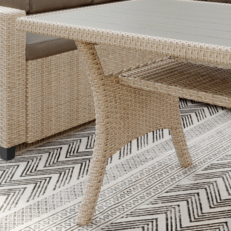 Jett 6-Person Seating Group with Polyester Cushions, Beige Frame/Natural Cushion