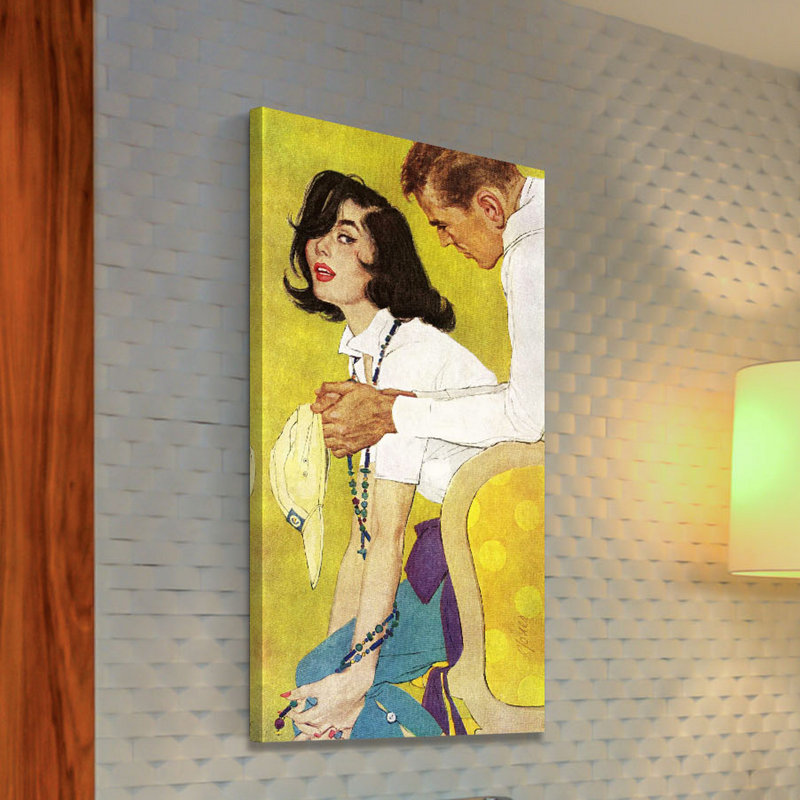Vintage Yellow and Blue Fashion Canvas Art Print
