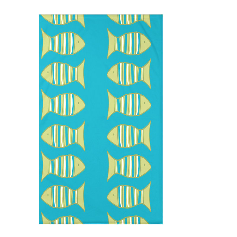 Jeté en molleton Quelque chose de poisson, L 60 po x l 50 po x P 0,5 po, Turquoise