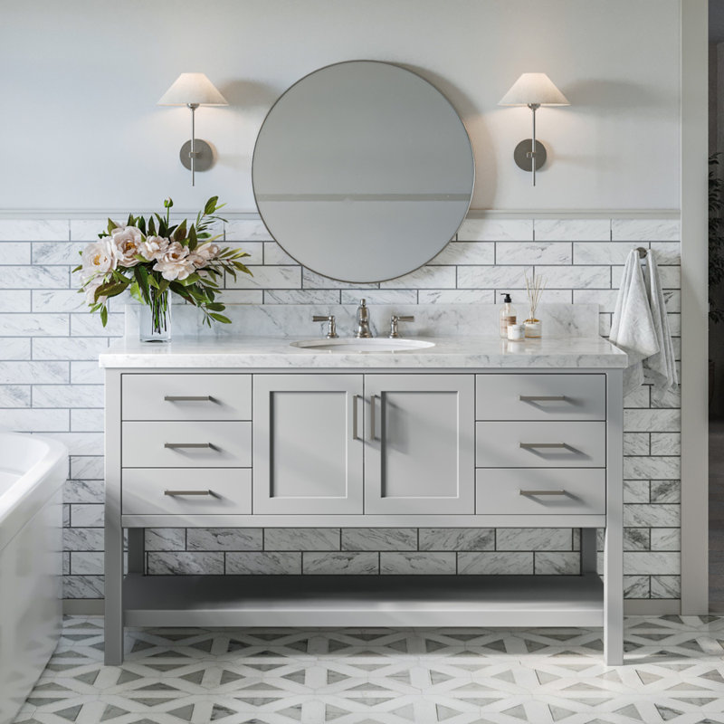 Magnolia Bath Vanity Rectangular Basin S061SCWRV, Oval, Gray
