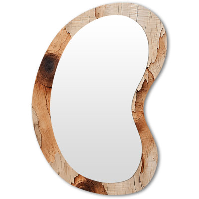 Claes Brown tree bark Essence 4 - Tree Irregular Shape Decorative Mirror, Modern Asymmetrical Large Wall Mirror, Printed Metal Art