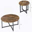Ensemble de 2 tables basses rondes, salon industriel avec structure en métal