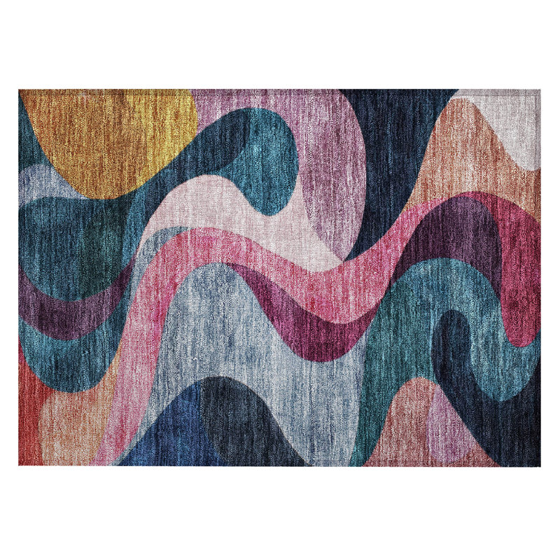 Machine Washable Indoor/Outdoor Segin ACN1121 Green Rug, Rectangle 1'8" x 2'6"