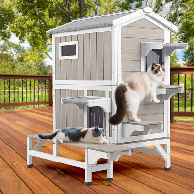 Abri d'extérieur pour chat avec plateforme
