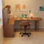 Nut-brown L-Shaped Solid Wood writing desk-118331735