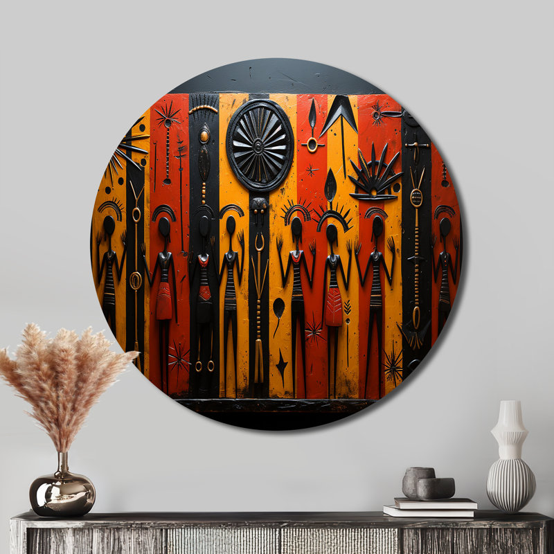 Art tribal africain «Rythmes tribaux en X», H 16 po x l 16 po