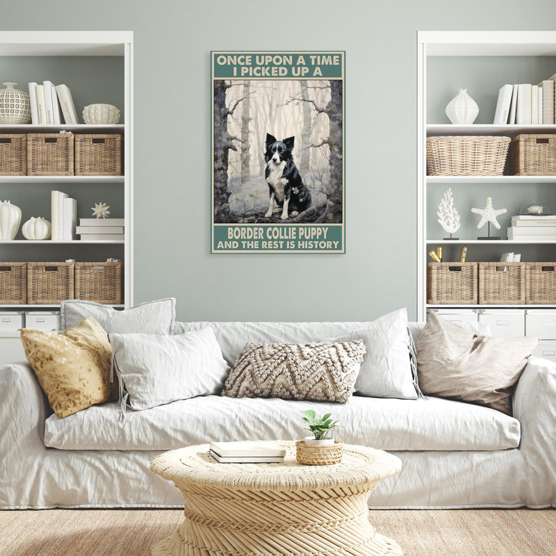«I Picked Up A Border Collie», reproduction d'art graphique sur toile tendue, H 20 po x l 16 po x P 1,25 po
