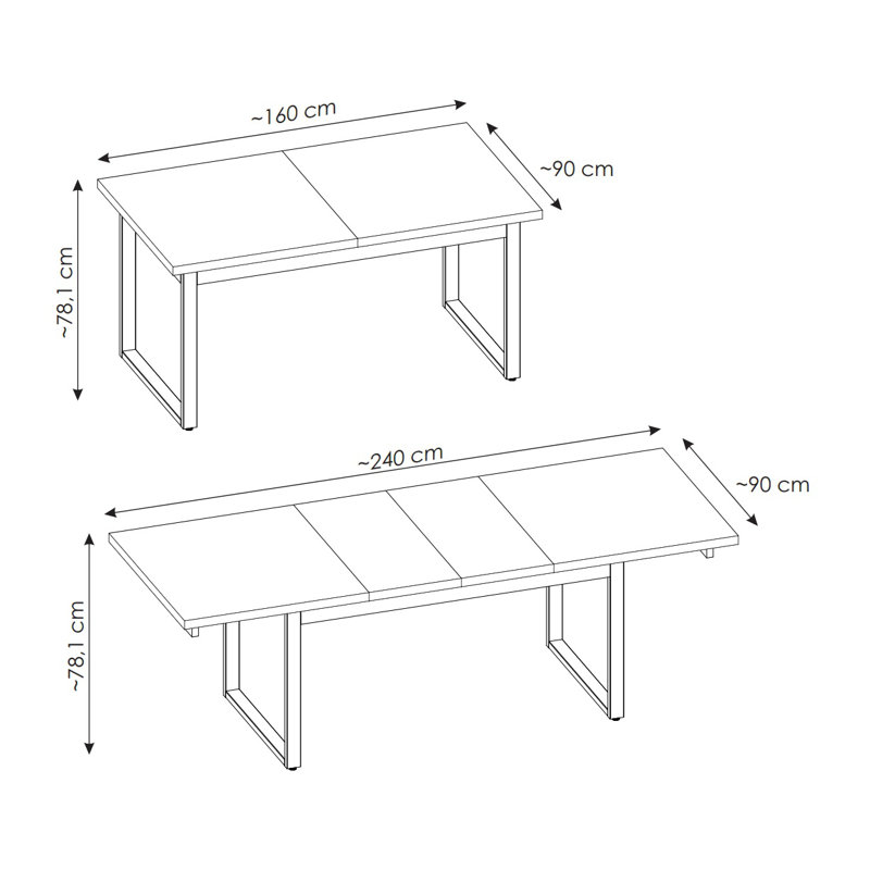 Ambrette Extendable Metal Base Dining Table, Oak, Fresco